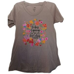 Natural Life t-shirt women's M floral Life mantra quote cottagecore